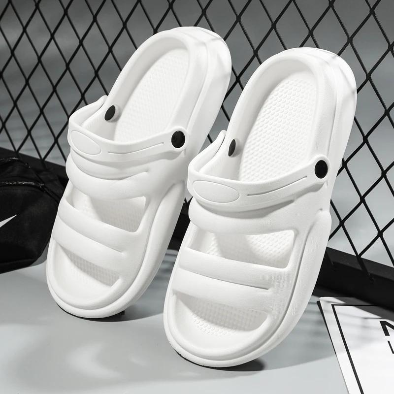 Легкие пляжные сандалии для мужчин, повседневные комнатные нескользящие тапочки для ванной, размер женский, 2025, новая многофункциональная обувь на плоской подошве