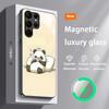 Популярный Милый Чехол-Картинка Панда для Samsung S25 S24 S23 S22 S21 S20 Plus Ultra Note20 Стеклянный Магнитный Чехол