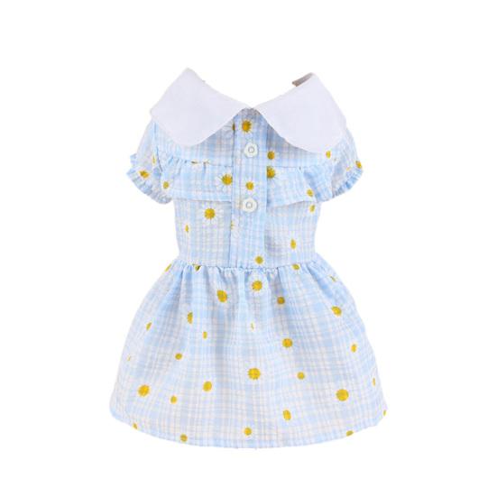 Яркая одежда для щенков, стильная клетчатая юбка для собаки с лацканами и цветочным принтом