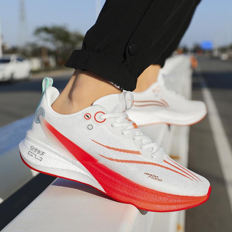 New Carbon Board Running Shoes Men's Spring and Autumn Youth Ultra-light Professional Racing Student Sports Shoes Lightweight and Breathable