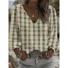 Новый модный повседневный женский топ с V-образным вырезом и длинным рукавом, подходит для ежедневной носки, повседневных прогулок и встреч.