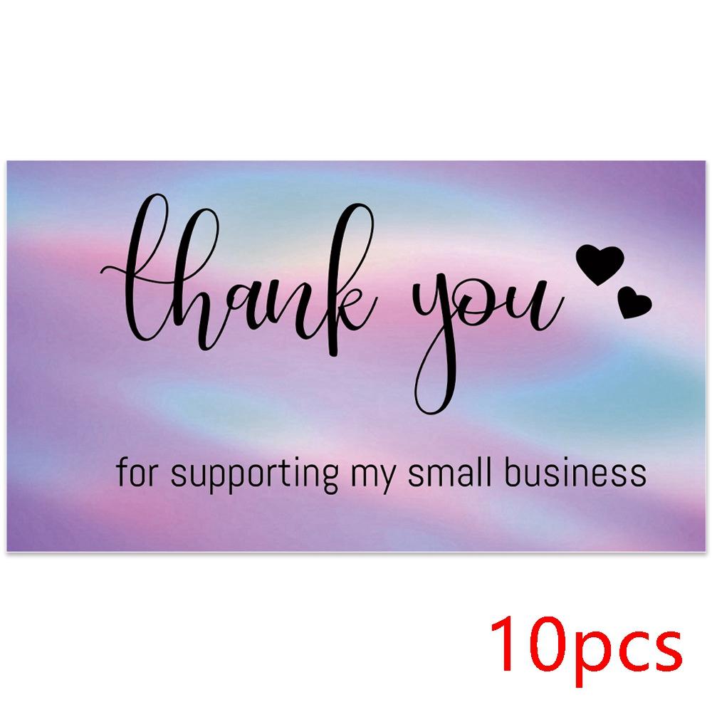 10-50pcs Thank You Cards for Supporting My Small Business Holographic Rainbow Card for Retail Store Goods Customer Package card