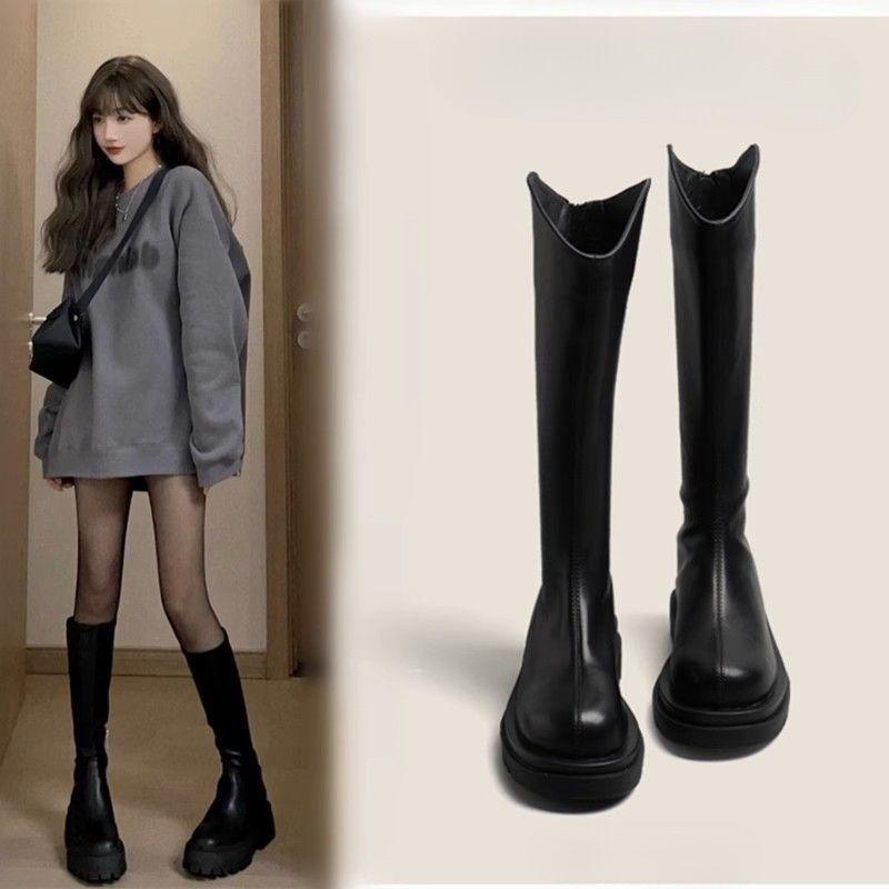 Internet Celebrities But Knee Boots Women's Autumn 2025 New Thick-soled Thin Flat-bottomed Fashion High Knight Boots Tide