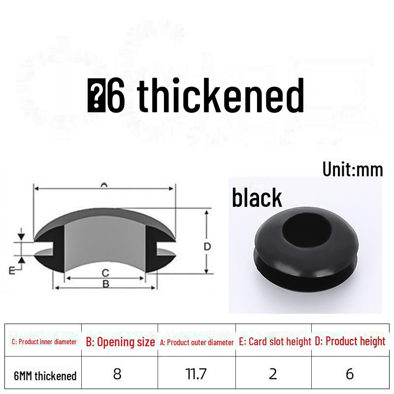 Черное двухстороннее резиновое защитное кольцо для провода