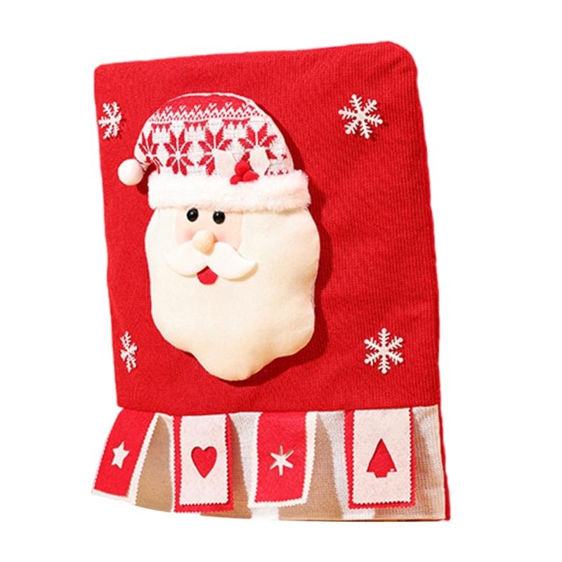 Праздничный чехол на спинку стула Чехлы на стулья с узором Санты, снеговика, лося для рождественского украшения Чехлы на стулья 1 шт. Дропшиппинг