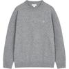 Logo Solid Color Crew Neck Long Sleeve Sweater Men Sweater Gray J327336-P41