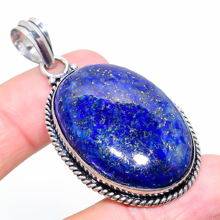 Lapis Lazuli Gemstone 925 Silver Jewelry Pendant 2.29"
