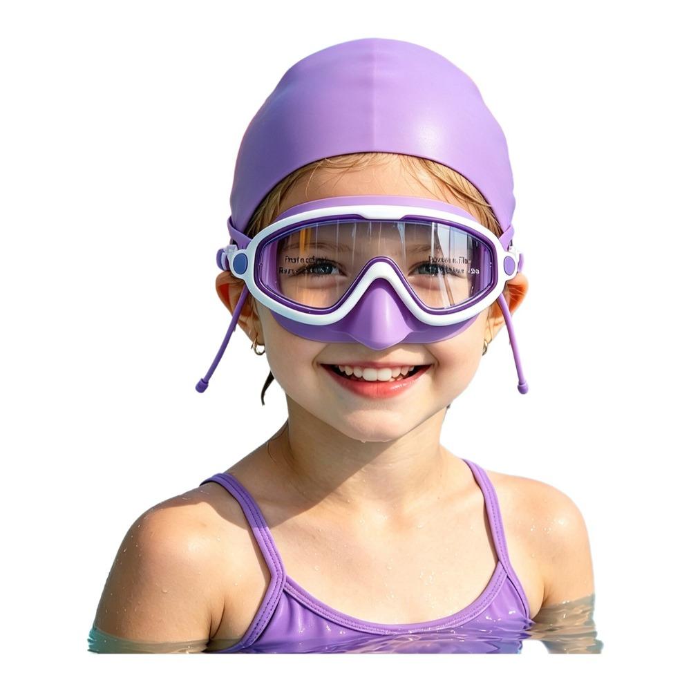 Anti-Fog Swim Goggles Cap Set UV Protection Silicone Swim Cap Learning Swimming