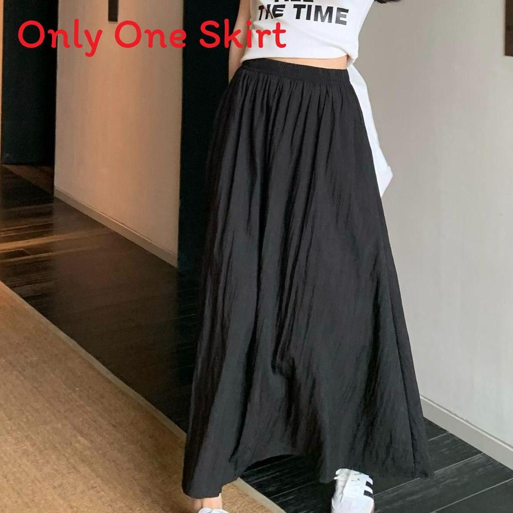 Cotton Blend Pleated Midi Skirt With High Waist For Women Spring