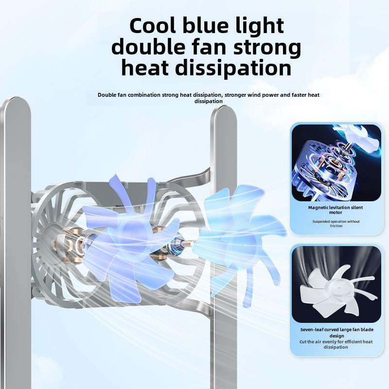 Portable Aluminum Laptop Stand with Dual Fans and Adjustable Height