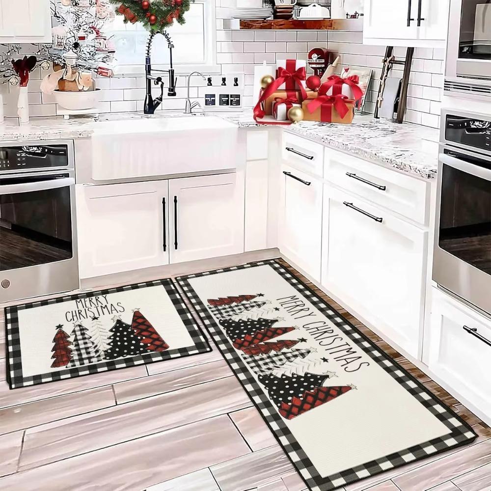 60/80/120CM Christmas Elk Floor Mat Xmas Tree Kitchen Rug Doormat Home Decor Navidad Natal Christmas Decorations For Home 2025