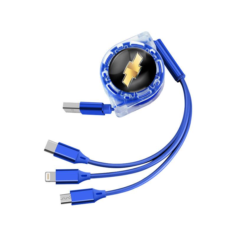 FRF1 Multifunctional Car 3 In 1 Micro USB Type C Charging Cable Multi Charger for Chevrolet Spark Captiva Cruze Tracker Orlando Trax