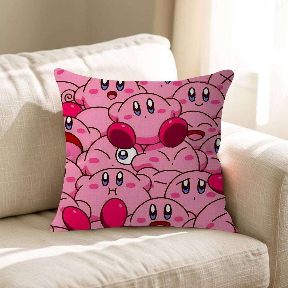 Cute KKirbys Cartoon Cushion Cover Car Throw Pillow Case For Sofa Car Christmas Gift 40x40cm 45x45cm