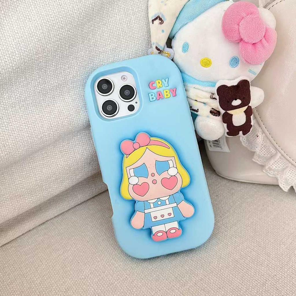 3D Милый Чехол-держатель для телефона Cry Baby для iPhone 17 Air 17 16 15 14 13 Pro 12 11 Pro Max 16E Мягкий силиконовый чехол