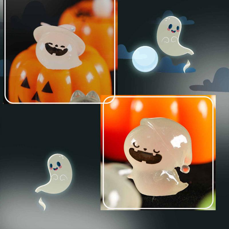 12 шт. Мини светящиеся фигурки, мини-кошки, призраки, тыквы, черепа летучей мыши, свечи, светящиеся в темноте, микропейзажи, миниатюры для праздника Хэллоуин