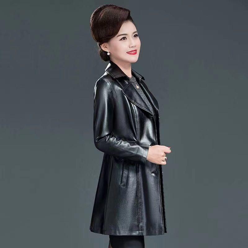 Кожаная куртка для женщин от 40 до 60 лет, облегающая, модная, для среднего и пожилого возраста, куртка и топ