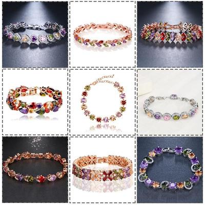 Европейская и американская мода Цветной циркон Женский браслет-манжета с дизайнерской личностью