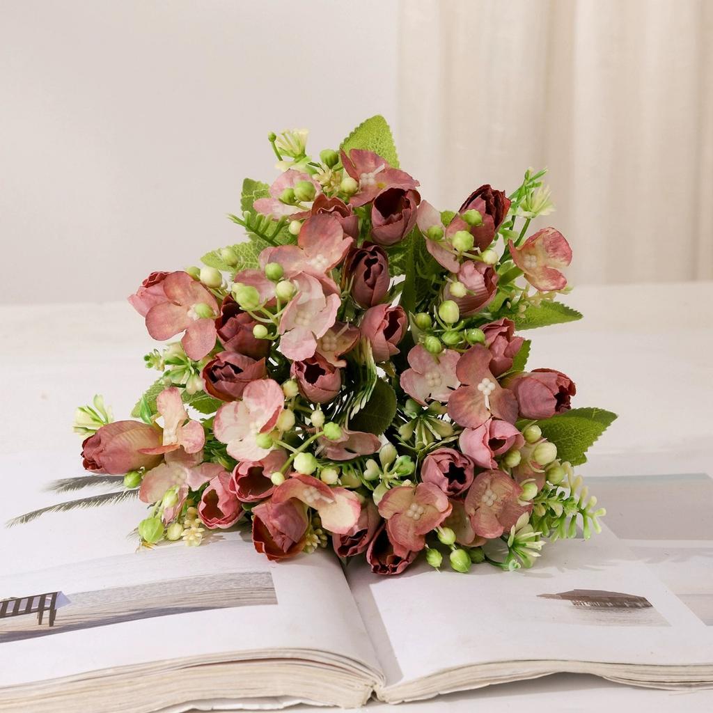 1 букет тюльпанов, искусственные мини-цветы, букет магнолий, цветок с длинным стеблем и листьями, искусственные цветы для домашнего декора, свадебных украшений