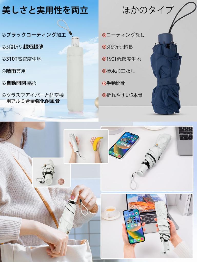 Parasol Folding Umbrella Newest 310T High Density Fabric Fully Blackout Ultra Lightweight Reinforced Wind Resistant Umbrella Summer Shield Protection