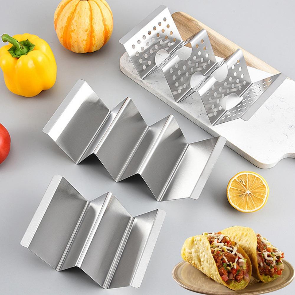 Stainless Steel Taco Holder 2/3 Grids Taco Shell Stand Portable Taco Plate Kitchen