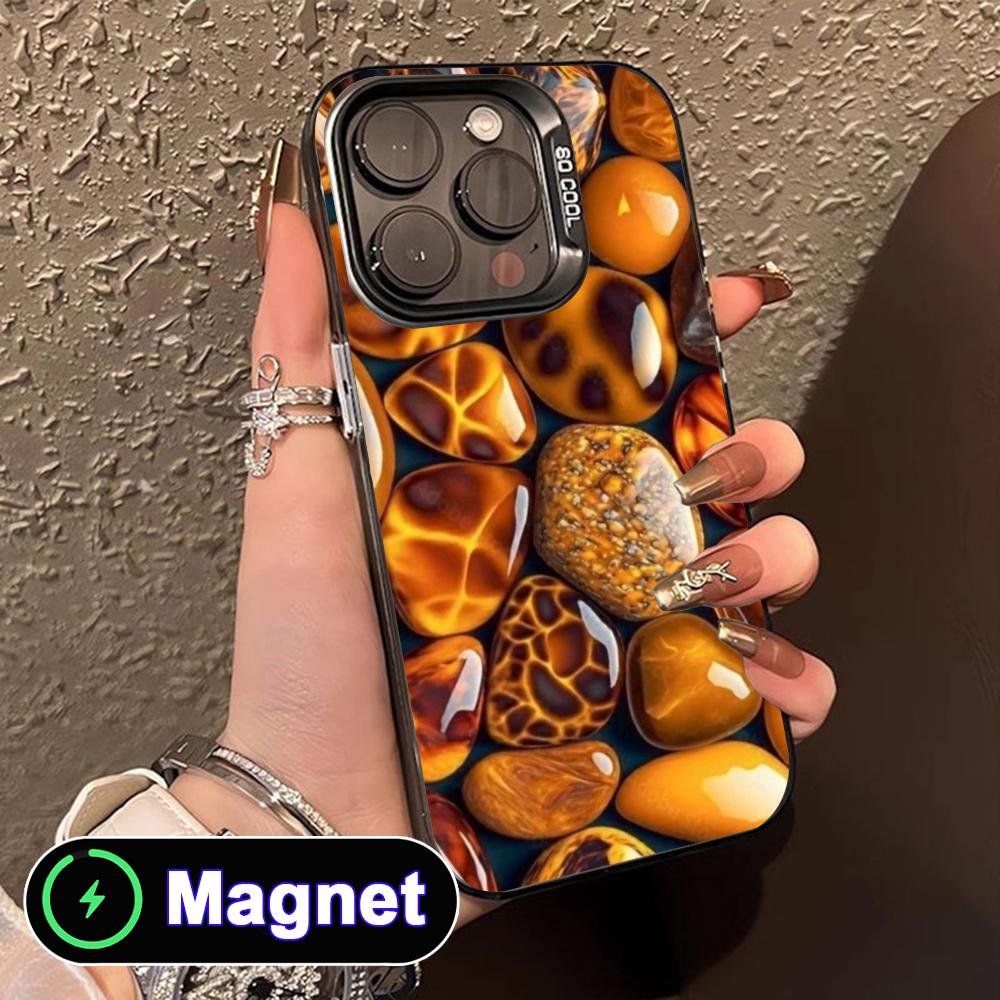 Aesthetic Stones Translucent MagSafe Mobile Phone Case for iPhone 17 16 15 14 13 12 11 Air Pro Max Plus Colorful Cover