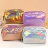 Pure Color Laser Cosmetic Bag Travel Toiletries Storage Bag Waterproof Large Capacity for Hotel Vacation Trip