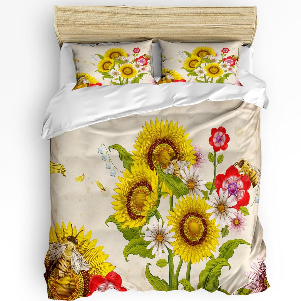 Nature Bedding Set For Bedroom Bed Home Floral Print with Sunflowers In a Field Summer Ga Duvet Cover Quilt Cover And Pillowcase
