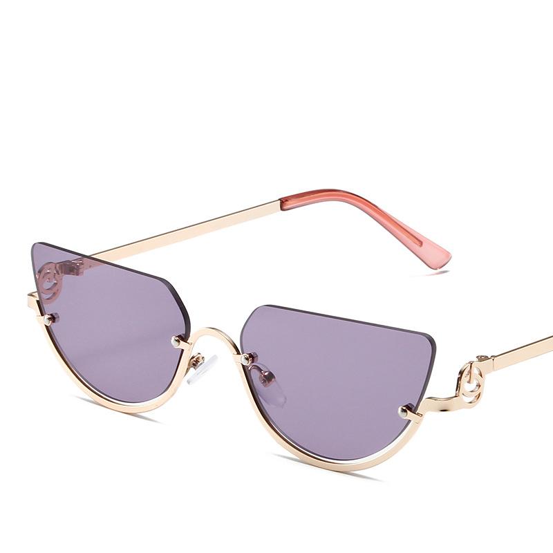 New Metal Half Cat Eye Sunglasses Women Decorative Eyewear Holiday Outdoor Trendy Fashionable Sun Glasses Uv400