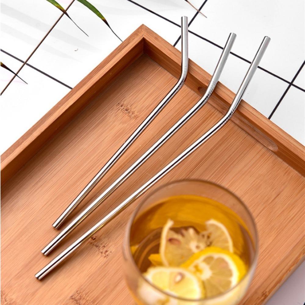 Diameter 6mm Stainless Steel Straws Bends Cold Drink Tube Reusable Metal Straw