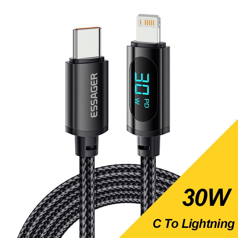 Кабель Essager 100 Вт USB Type C — USB C — быстрая зарядка и передача данных 5 А для ноутбука Samsung S22 Poco F3 iPad