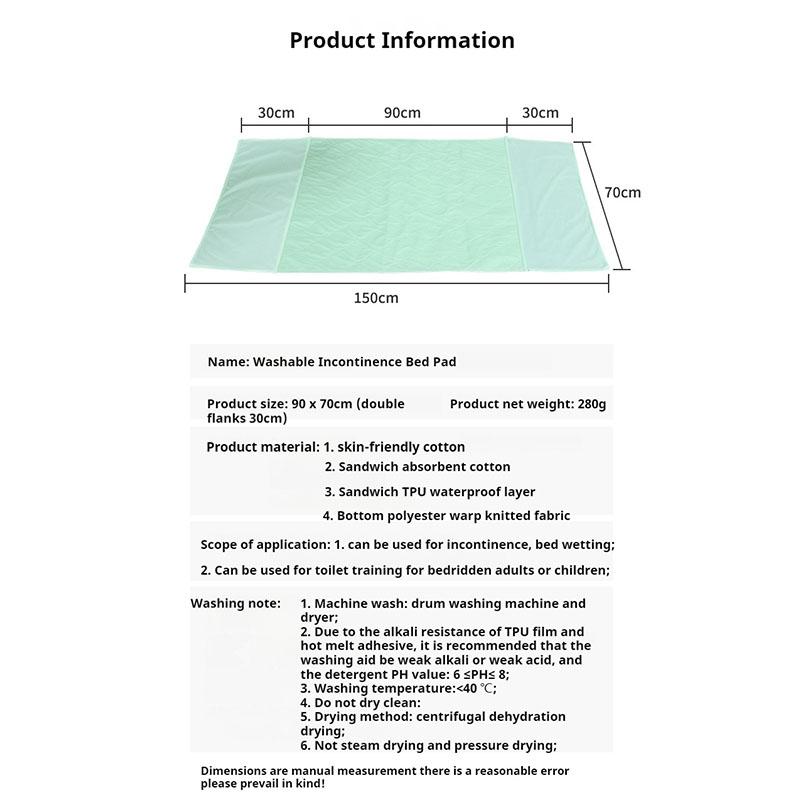 Adult Waterproof Breathable Washable Diaper Pad, Incontinence Bed Pad for Elderly, Bedwetting, and Caregiving