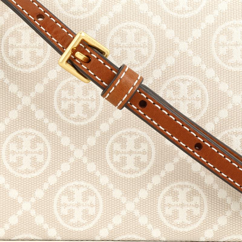 Tory Burch T Monogram Double T Logo Jacquard Magnetic Snap Chain Shoulder Bag Women shoulder bag Ivory 149061-254