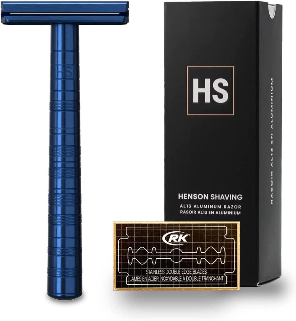 Безопасная бритва HENSON SHAVING AL13 Medium, цвет Стальной Синий, Алюминий Аэрокосмического Класса, Оригинальный Продукт с Гарантией, Нежная к Коже