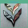 Elegant Zinc Alloy Metal Crossed Flag Emblem For Corvette C7 Stingray Badge