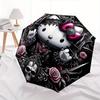 Gothic Hello Kitty Automatic Folding Umbrella-Simple 8-Rib Design, Bright Cartoon Pattern, Durable Iron Frame, Suitable For Travel, Outdoor,