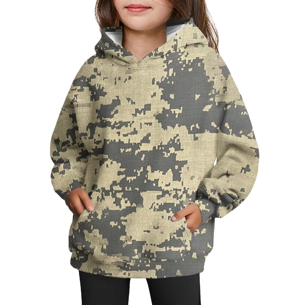 Girls' Hooded Tie- Sweatshirt - Pullover Print Top