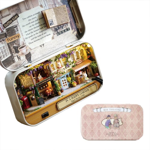 Moin Moin Miniature Dollhouse DIY Kit Set (Japanese Instructions) - Rabbit Living In a Trinket Box Series, Beginner's Rabbit Gift, Independent Study,