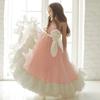 Вечернее платье с бантом для девочек, элегантное фатиновое розовое платье подружки невесты принцессы для выпускного вечера, детские платья для девочек, платье на день рождения, свадьбу, вечерние костюмы