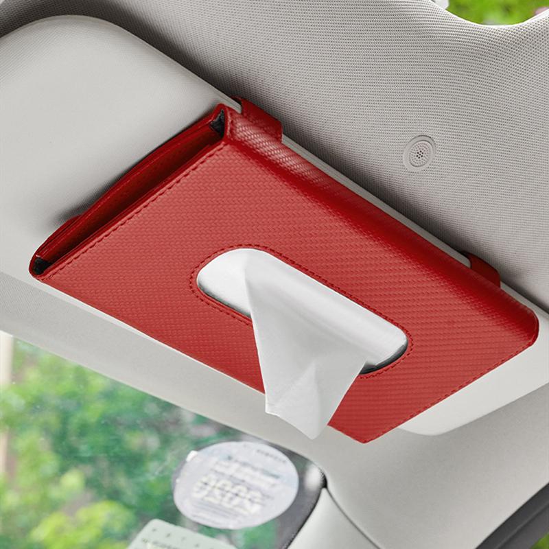 Car Sun Visor Plate Tissue Box Universal Interior Paper Towel Storage Bag Carbon Fiber Sun Visor Tissue Boxes