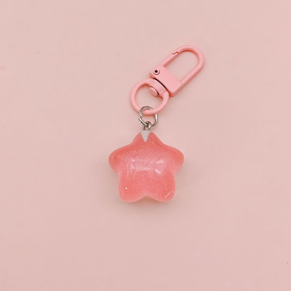 5pcs Resin Chubby Star Keychain noctilucent Backpack Pendant Friendship Stars Keychain Girls Gifts