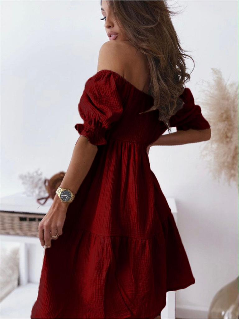 Off Shoulder Solid Color Dress Waist Hugging Elegant Strap Dress for Women Sleeveless Loose Dresses Causal Backless Dress