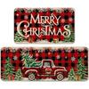 2PC Christmas Crystal Pile Home Decorative Carpet Kitchen Entryway Bathroom Non-Slip Machine Washable Carpet