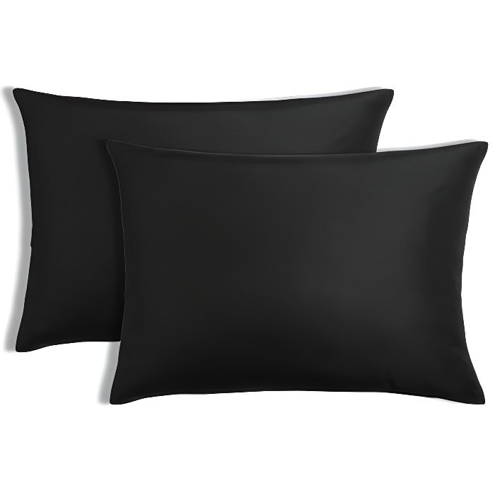 100% Cotton Black Pillowcases - Set of 2 - 50x70 Cm