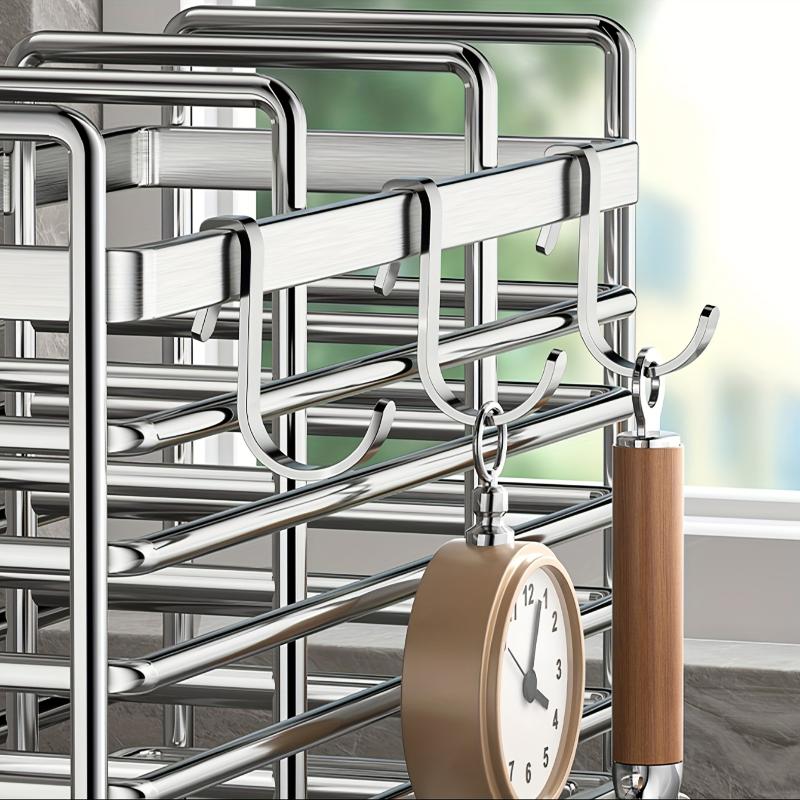No-Drill Kitchen Cutlery Holder Wall Mounted Stainless Steel Space-Saving Sturdy Utensil Organizer for Apartment Rental