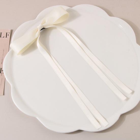 Women Hair Clip Bow Satin Retro Long Ribbon Large Size Solid Color Anti-slip Hair Ponytail Decoration Hairpin Hair Accessory Hair Barrettes