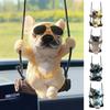 Swing Bulldog Hanging Ornament Car Rearview Mirror Realistic Dog Hanging Decoration Resin Animal Figurine Pendant Car Interior Accessories