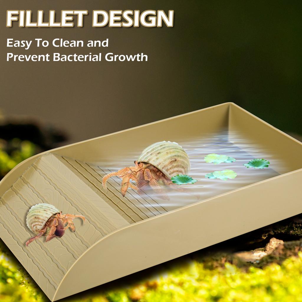 Пластиковая миска для корма и воды для черепах, аксессуар для жилища черепахи с противоскользящей рампой, бассейн для купания черепах и рептилий.