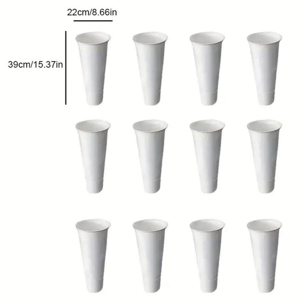 Стойка для демонстрации цветов 3-ярусная металлическая подставка для растений на колесах с ножным тормозом 12 шт. Конические белые пластиковые цветочные горшки
