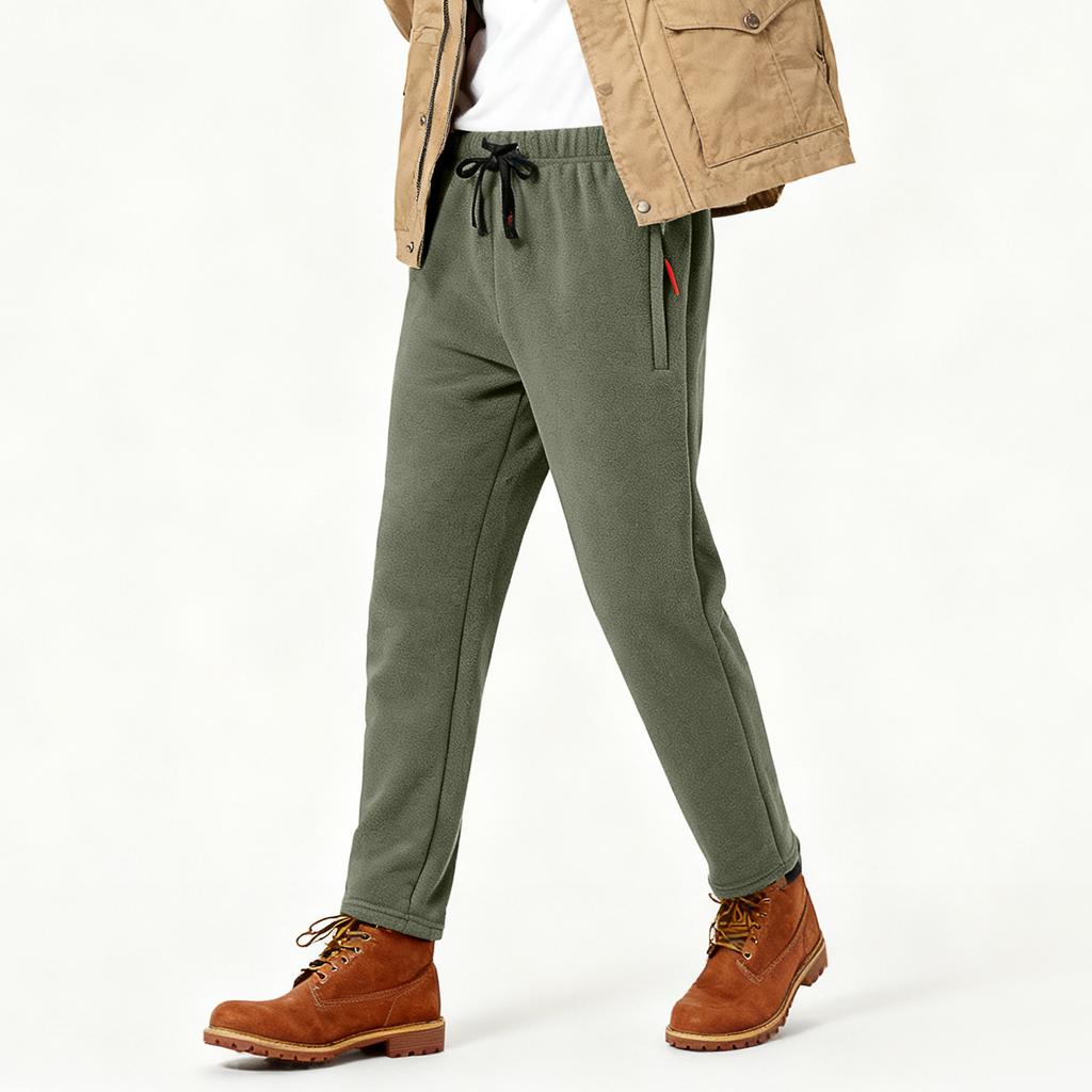 Мужские флисовые теплые повседневные брюки прямого кроя для зимы