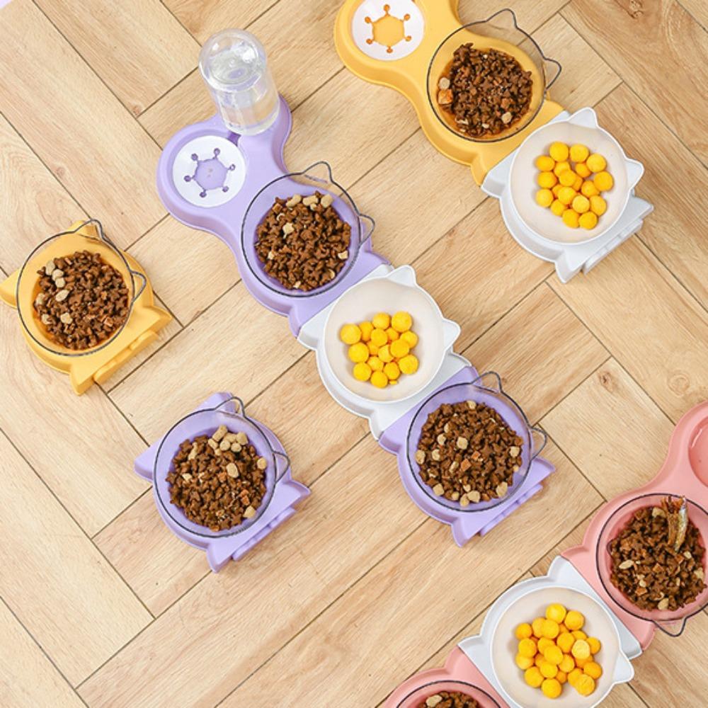 Raised Stand Pet Cat Food Bowl All-in-One Cat Dish Bowl Universal Drinking Fountain Cats Dogs Pet